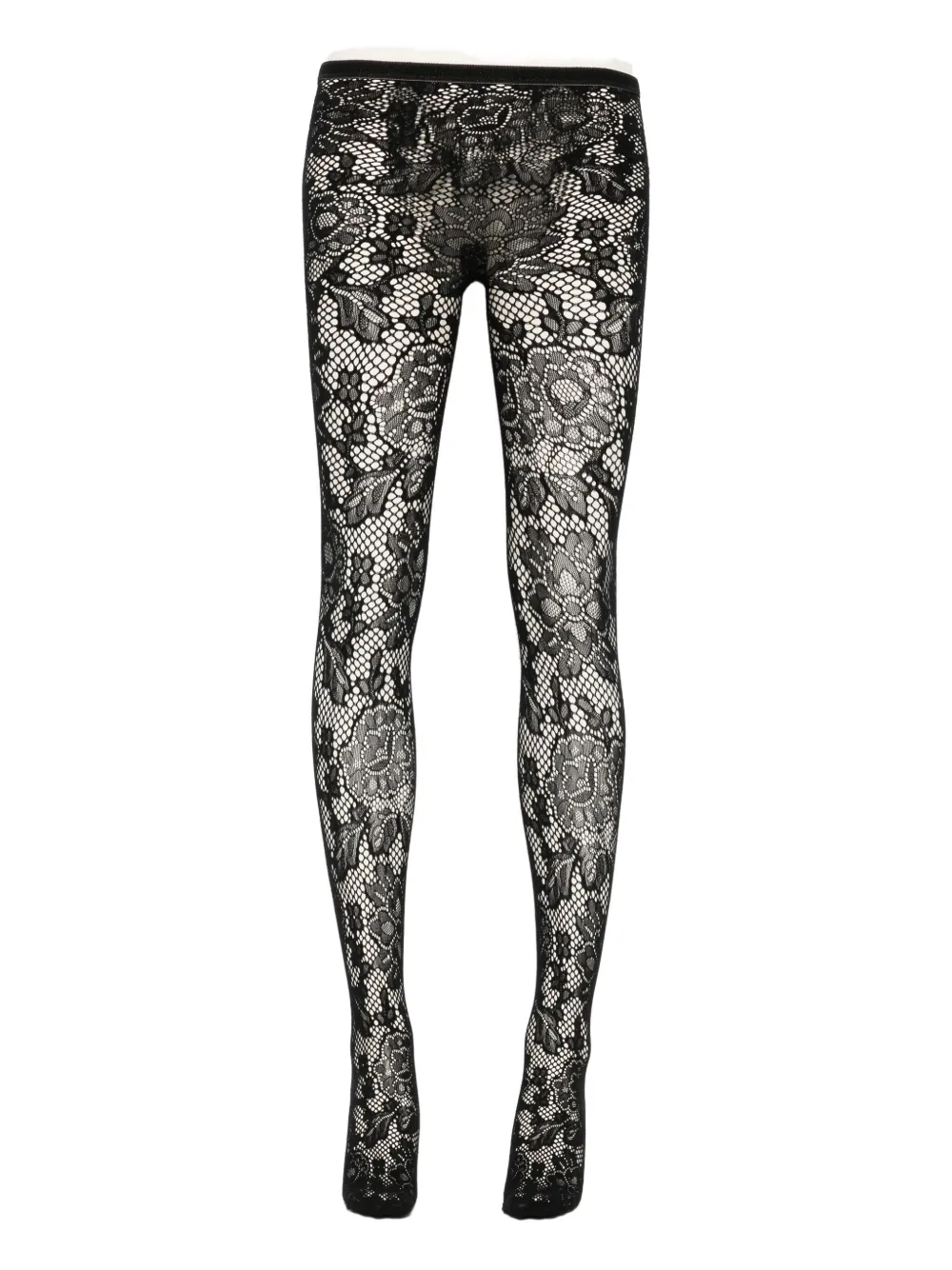 Les Filles D'eva Floral-lace Tights In Black