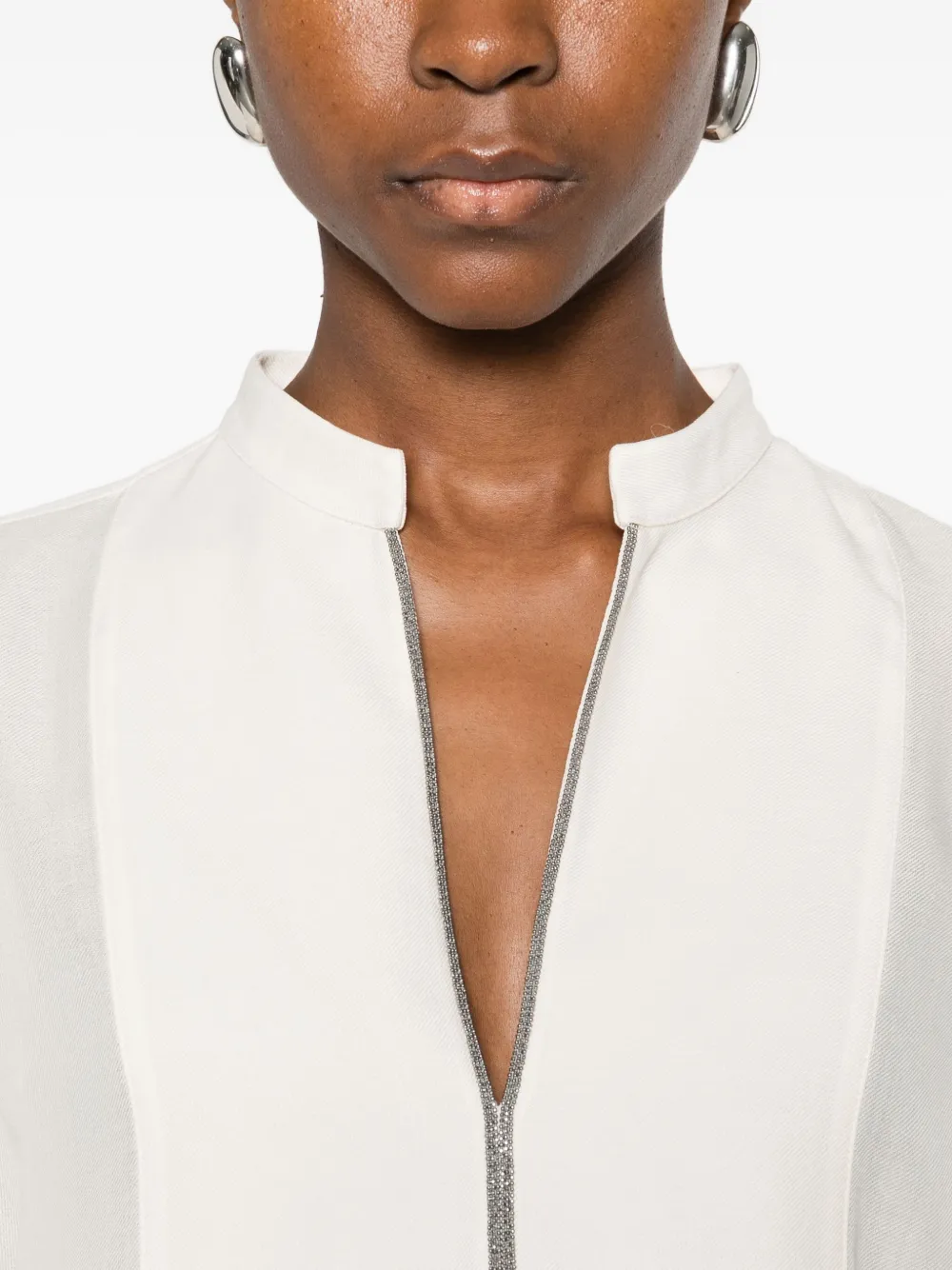 Brunello Cucinelli Silk Blouse In Neutral