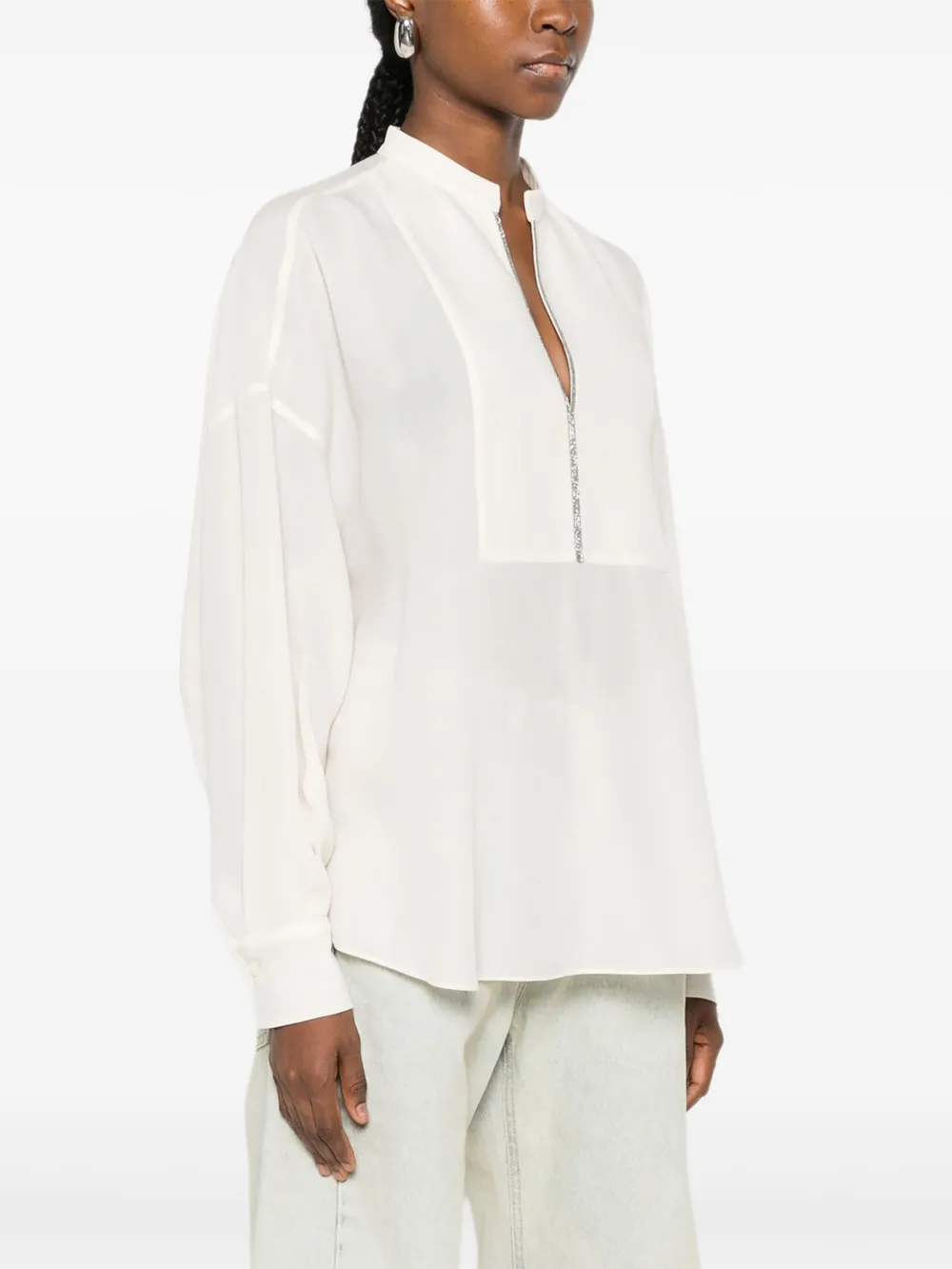 Brunello Cucinelli Silk Blouse In Neutral