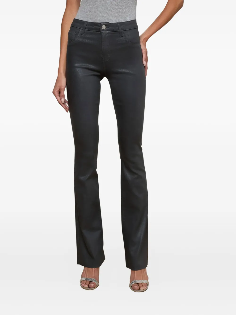 L'agence Ruth Coated Straight-leg Jean In Gold