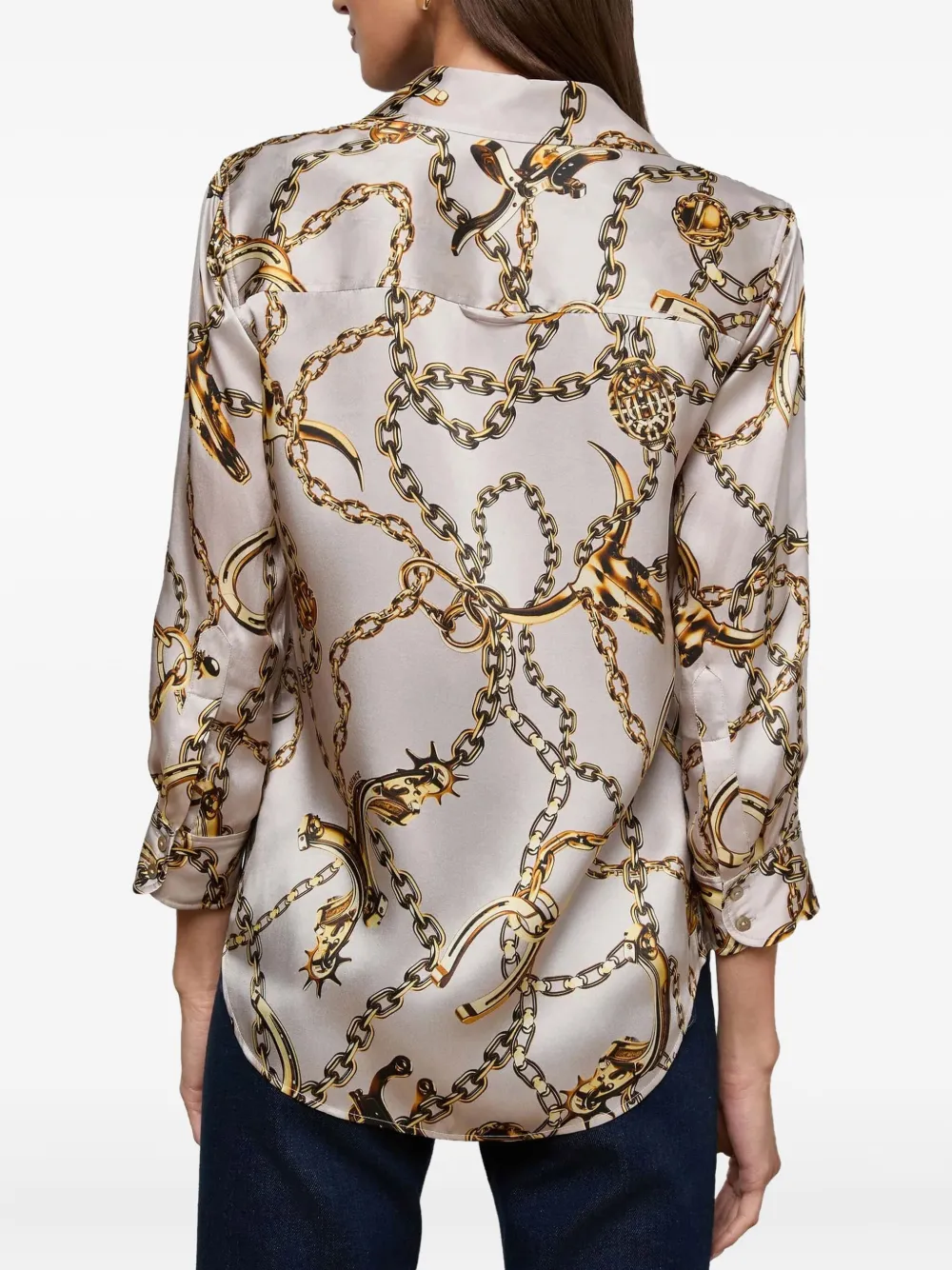 L'agence Dani Silk Blouse In Neutral