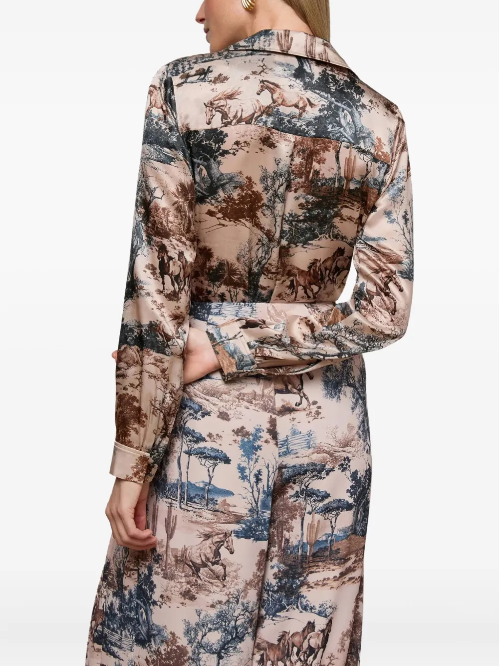 L'agence Tyler Silk Blouse In Brown