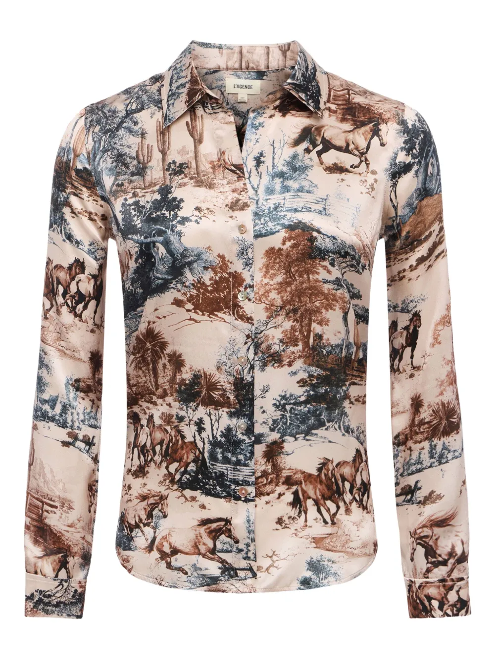 L'agence Tyler Silk Blouse In Brown