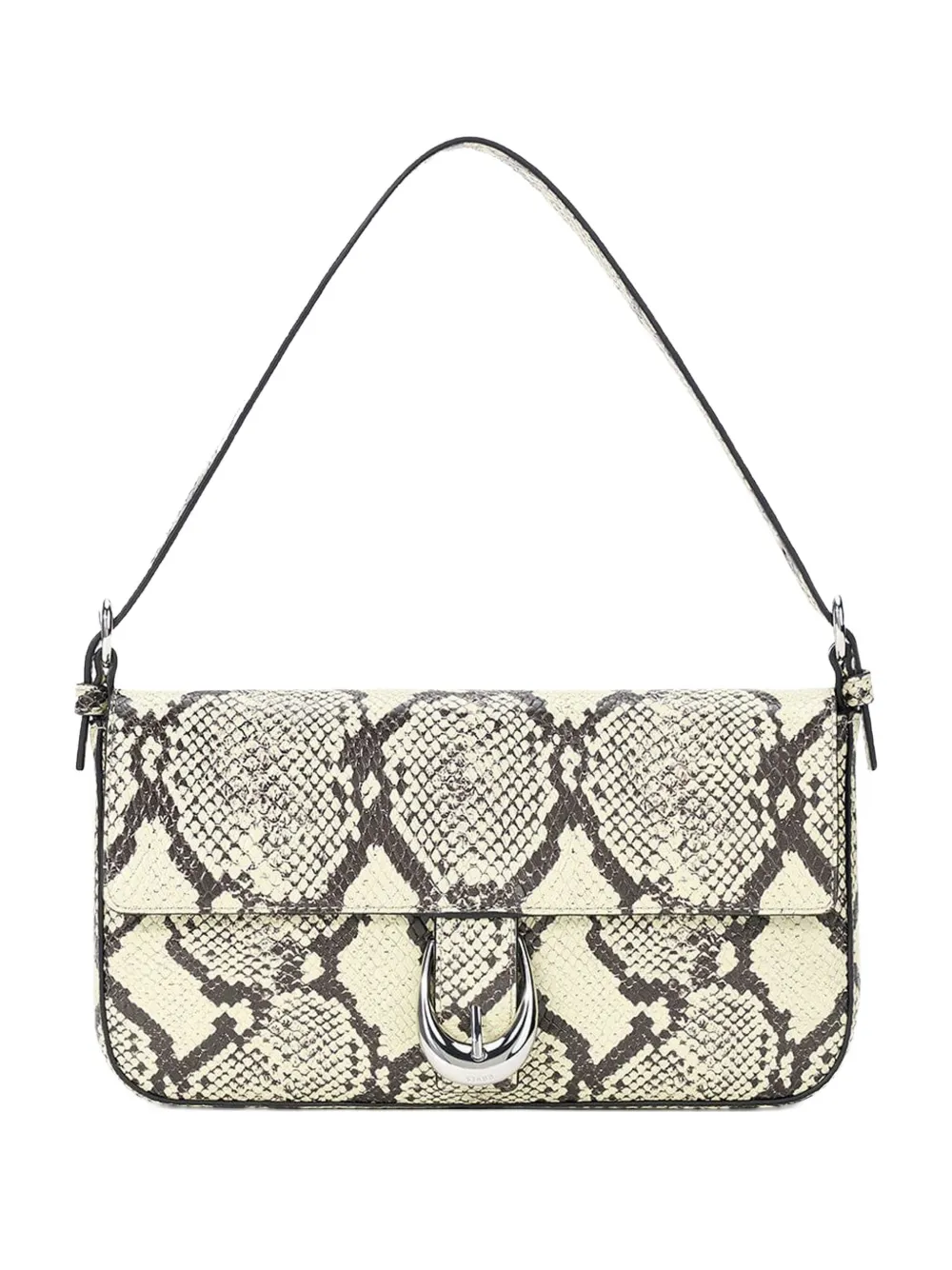 Staud Harlow Snake-print Shoulder Bag In White