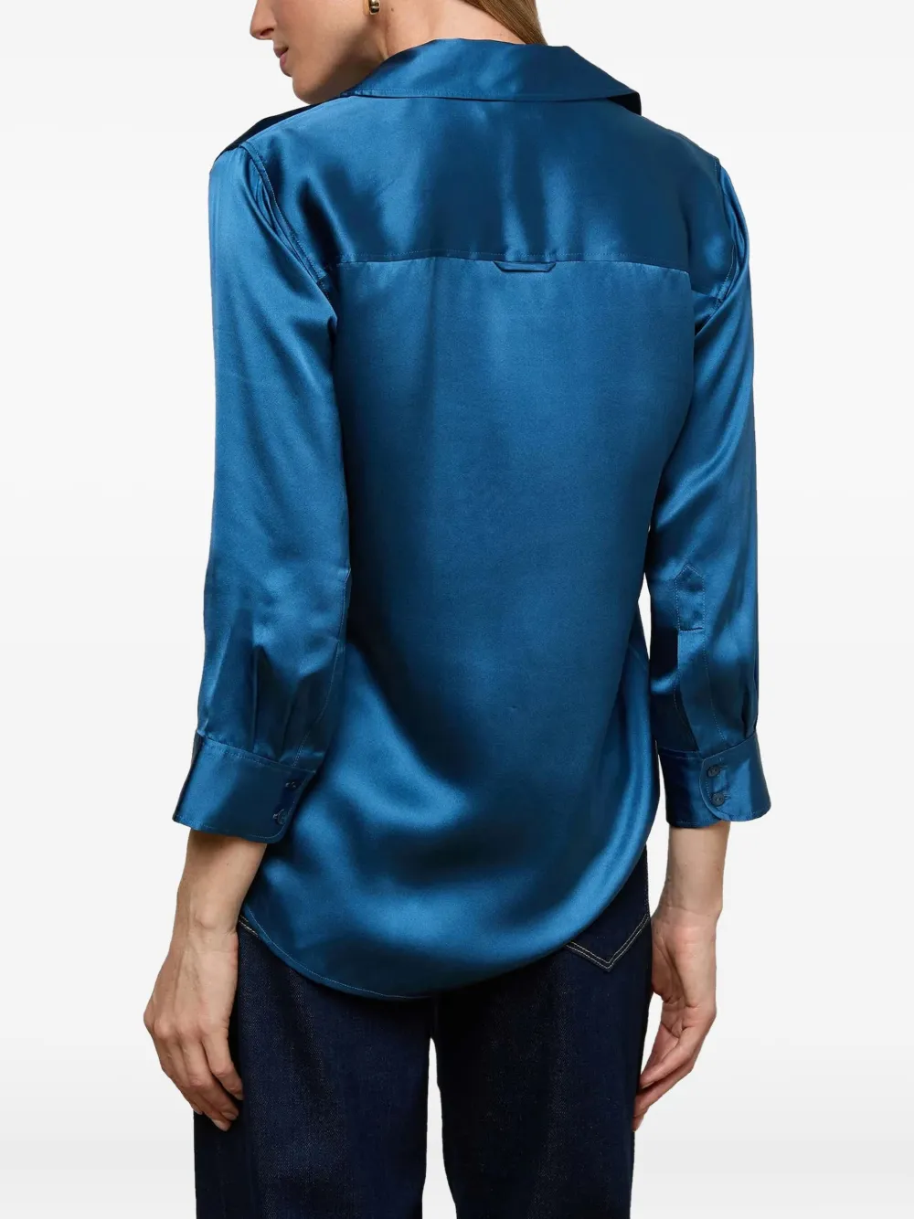L'Agence Zijden blouse Blauw