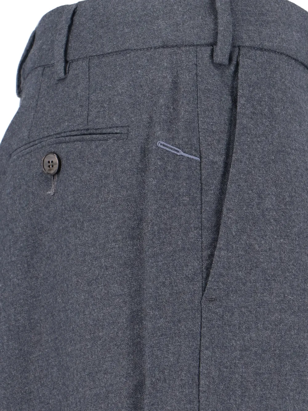 Cruna Mid-rise Grey Wool Trousers With Tailored Finish In Gray