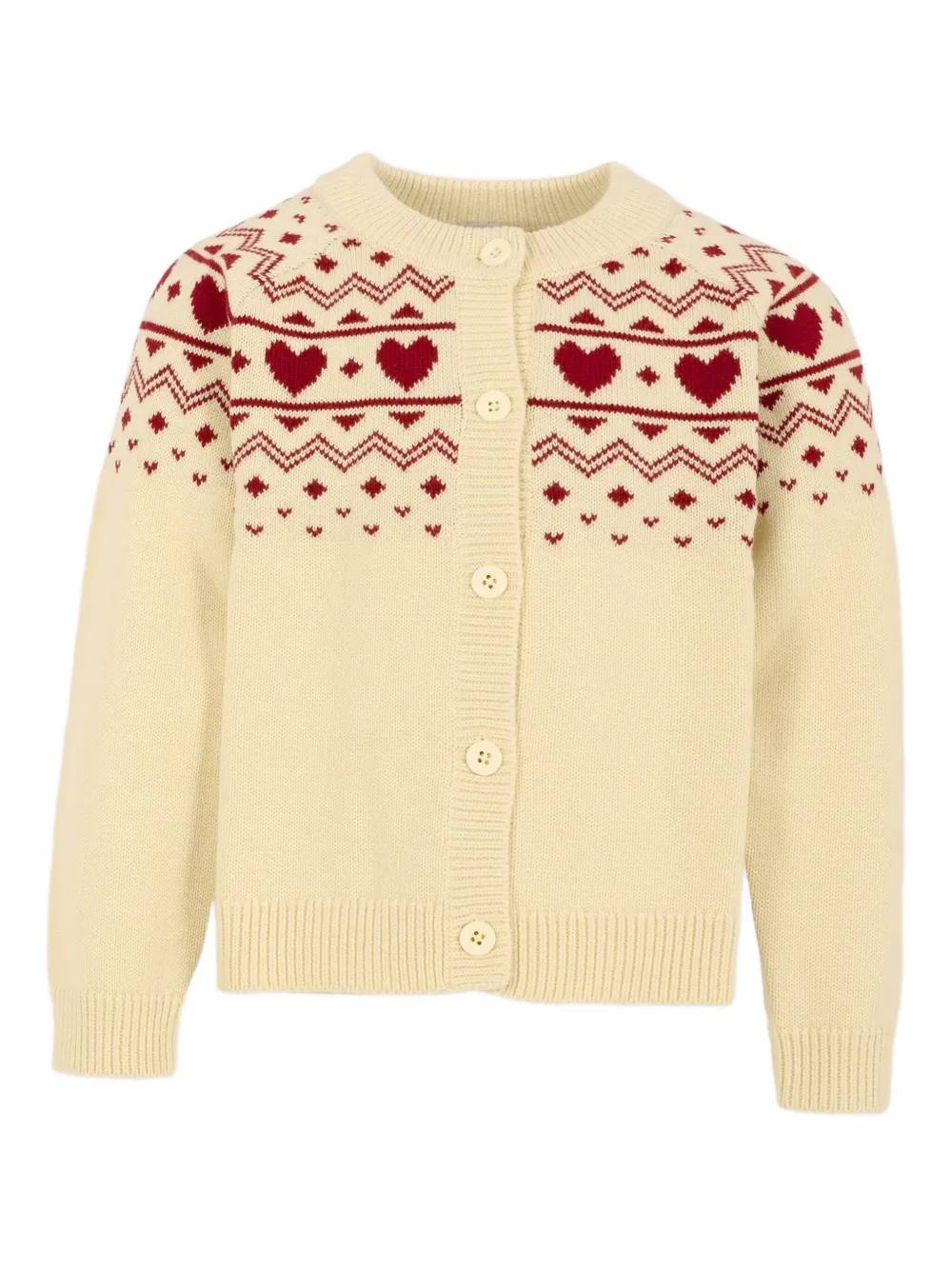 Petit Bateau heart-pattern button cardigan - ニュートラル Petit Bateau heart-pattern button cardigan - ニュートラル