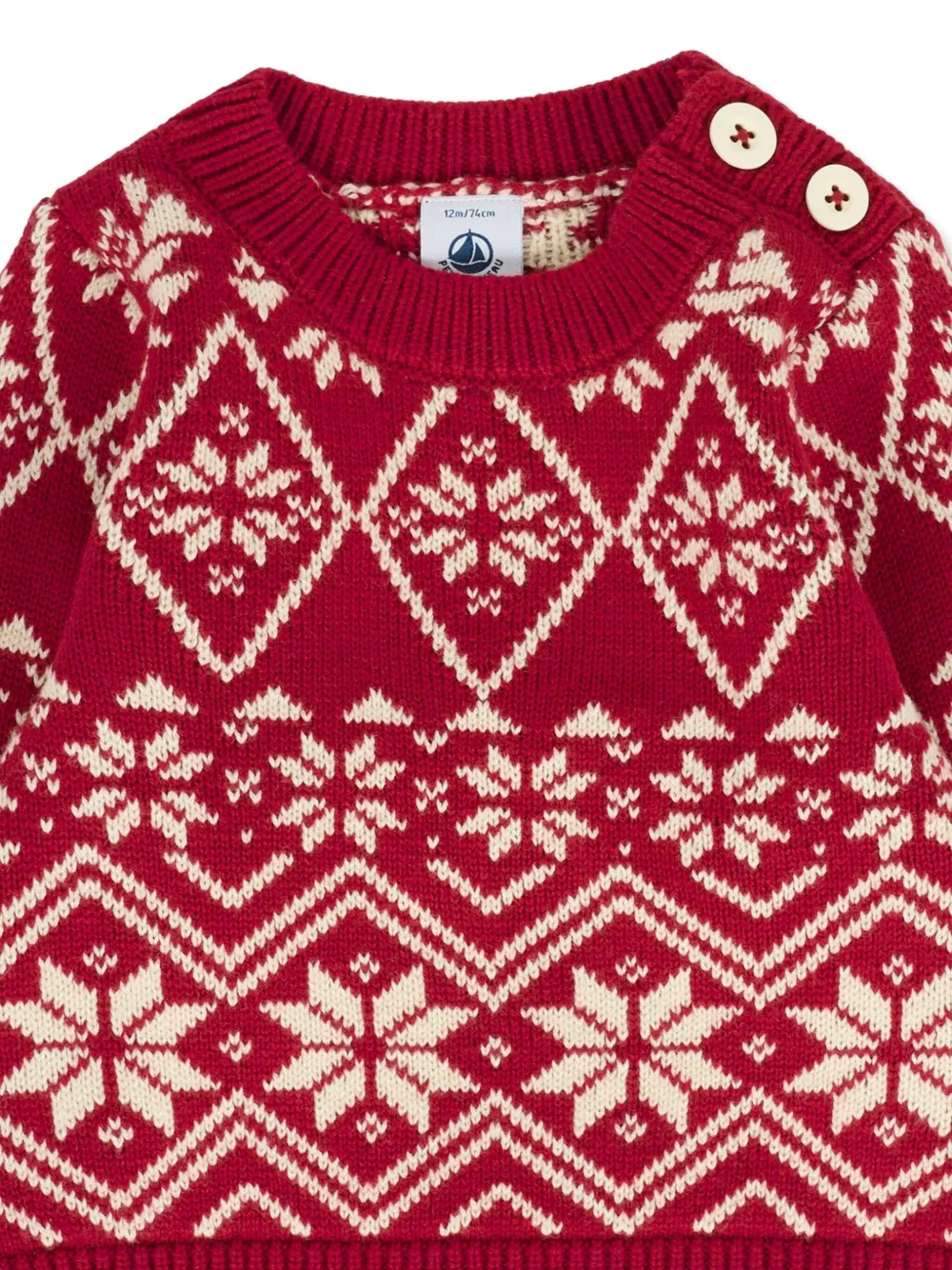 Petit Bateau Patterned Crewneck Sweater In Red
