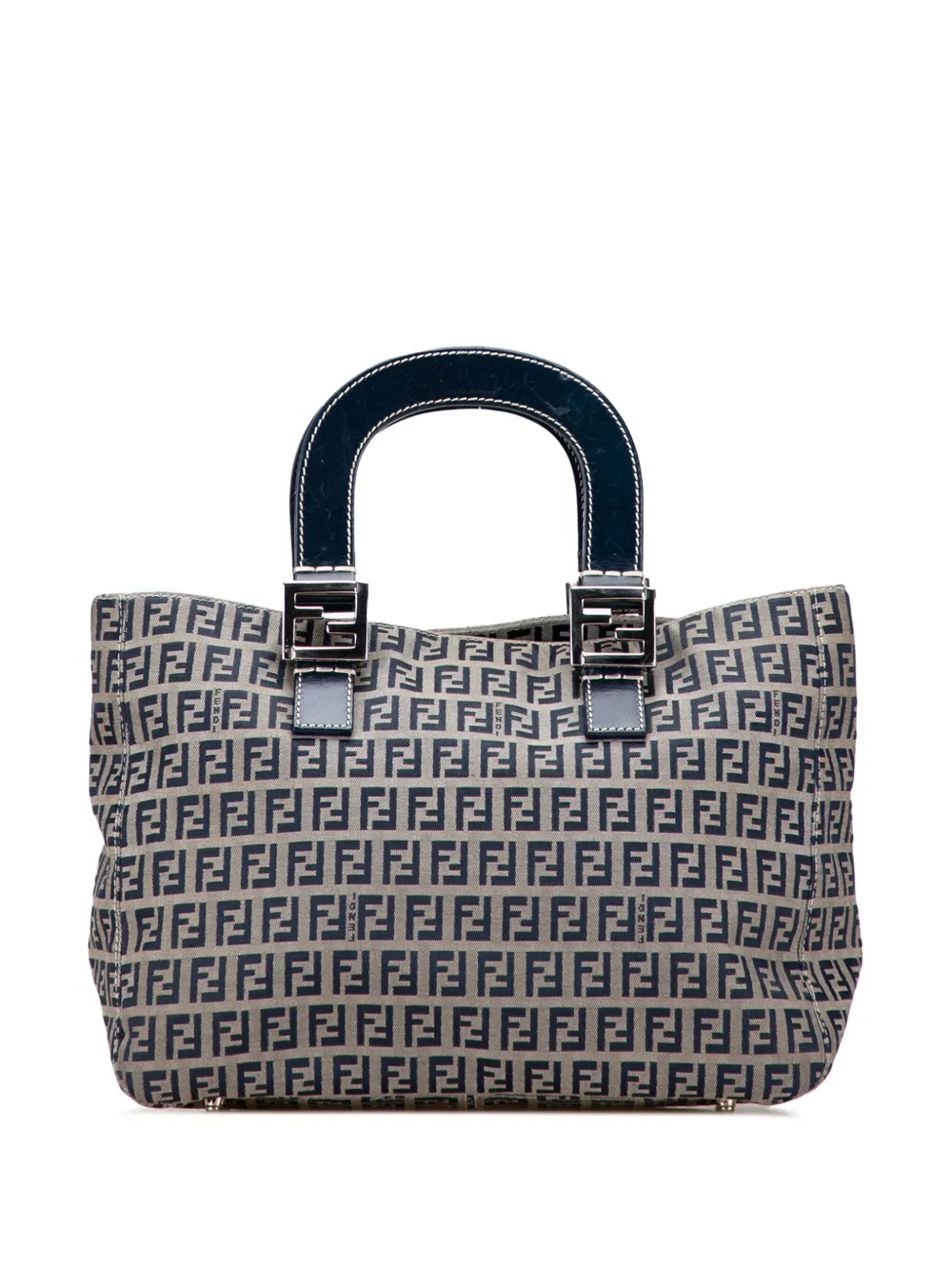 Fendi Pre-Owned 2000-2010 スモール ズッキーノ キャンバス ツインズ ハンドバッグ - グレー Fendi Pre-Owned 2000-2010 スモール ズッキーノ キャンバス ツインズ ハンドバッグ - グレー