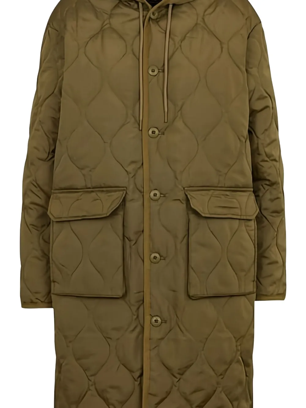 Taion Padded Parka Coat In Green