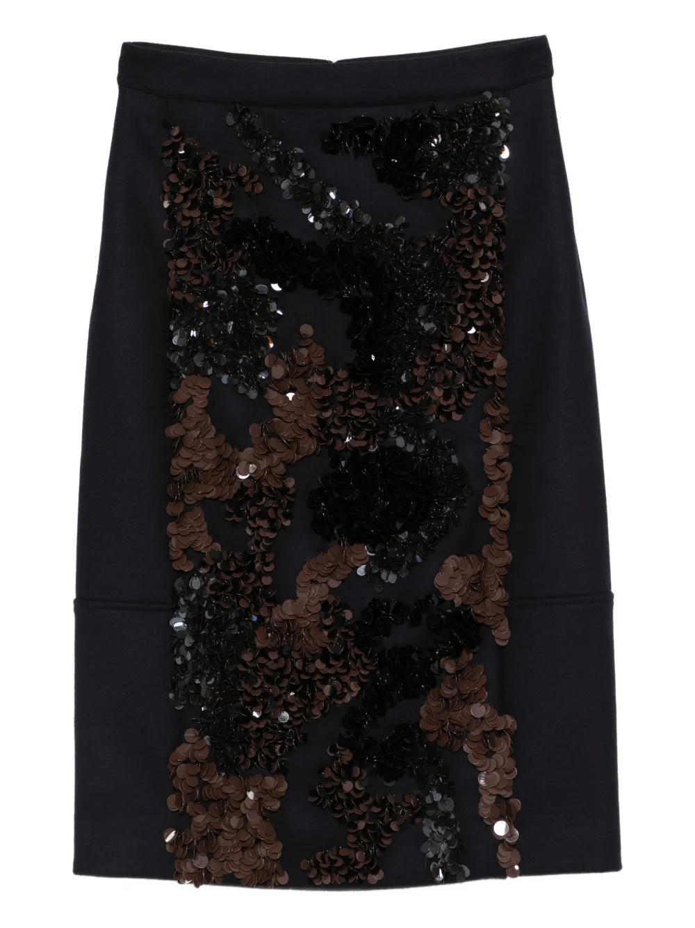 Plan C Sequined Wool-blend Midi Skirt In Black