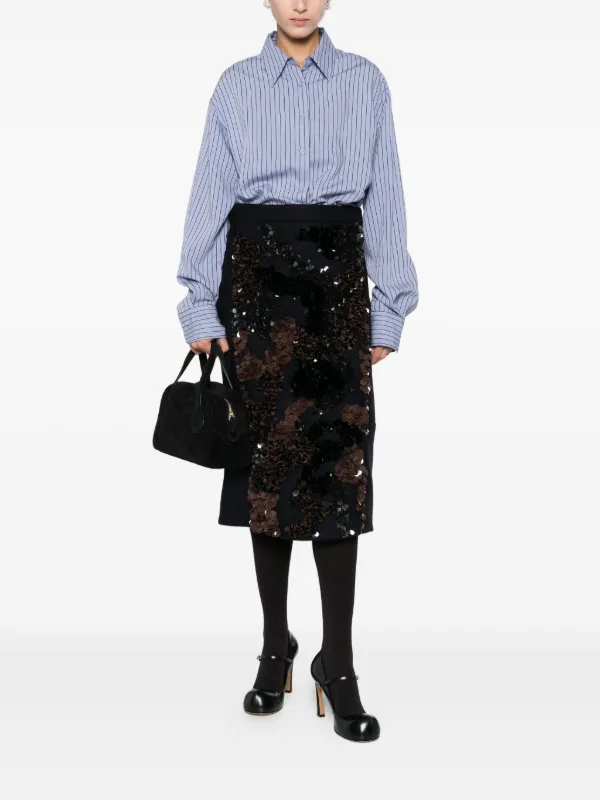 Plan C sequin-embellished Midi Skirt Blue FARFETCH IN