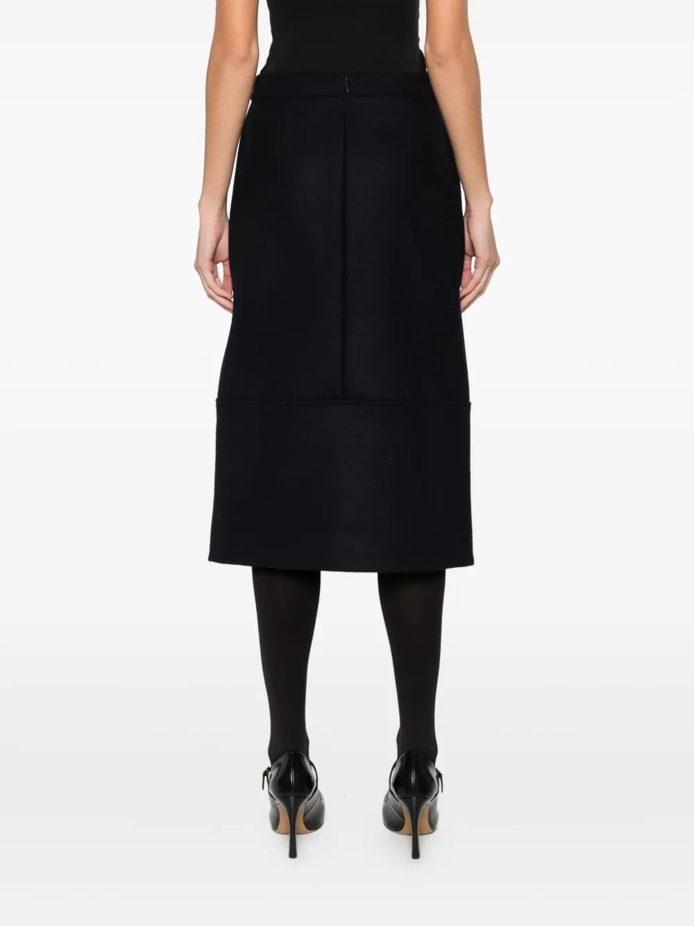 Plan C Sequined Wool-blend Midi Skirt In Black
