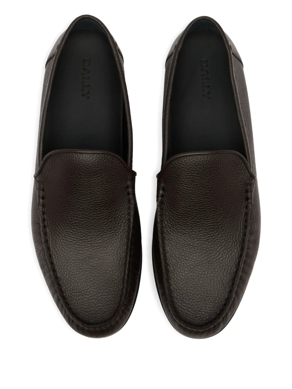 Bally Axony Grained Leather Loafers In Brown