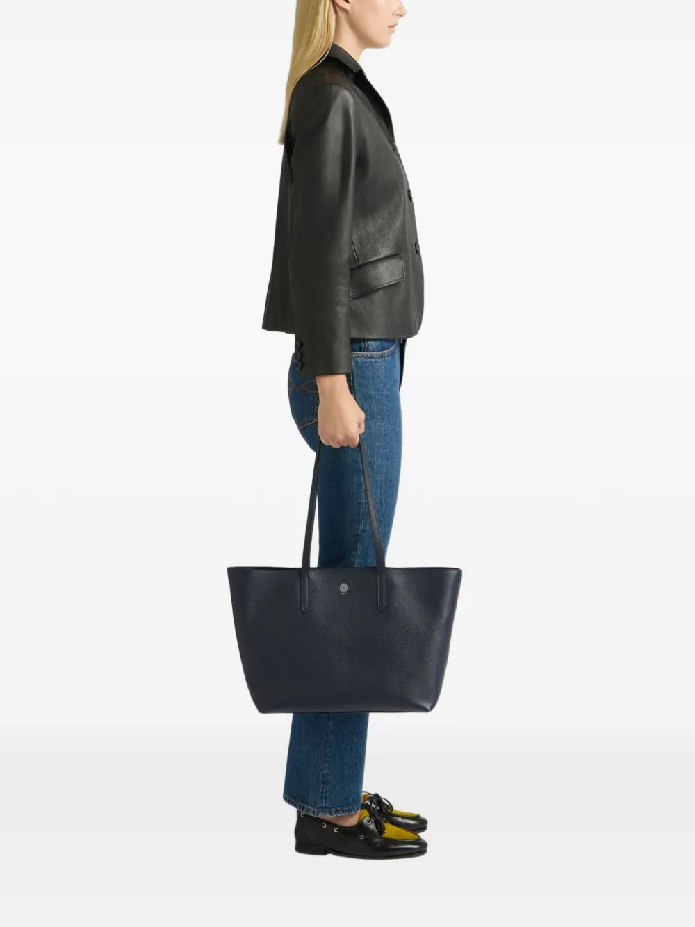 Bally Leather Tote Bag In Blue