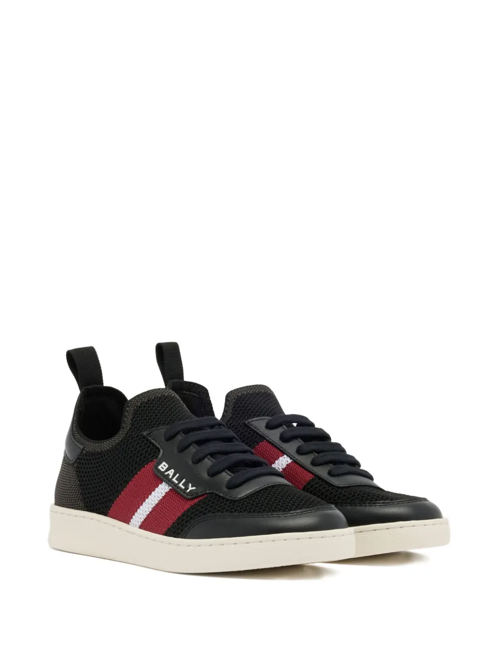 Bally Gestreepte sneakers met logo-reliëf Zwart