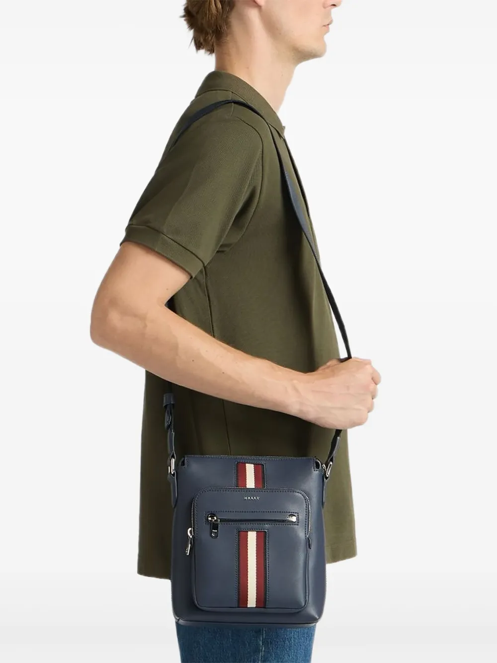 Bally Leren crossbodytas - Blauw