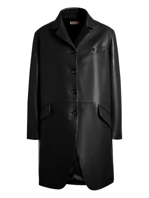 Bally single-breasted leather midi coat