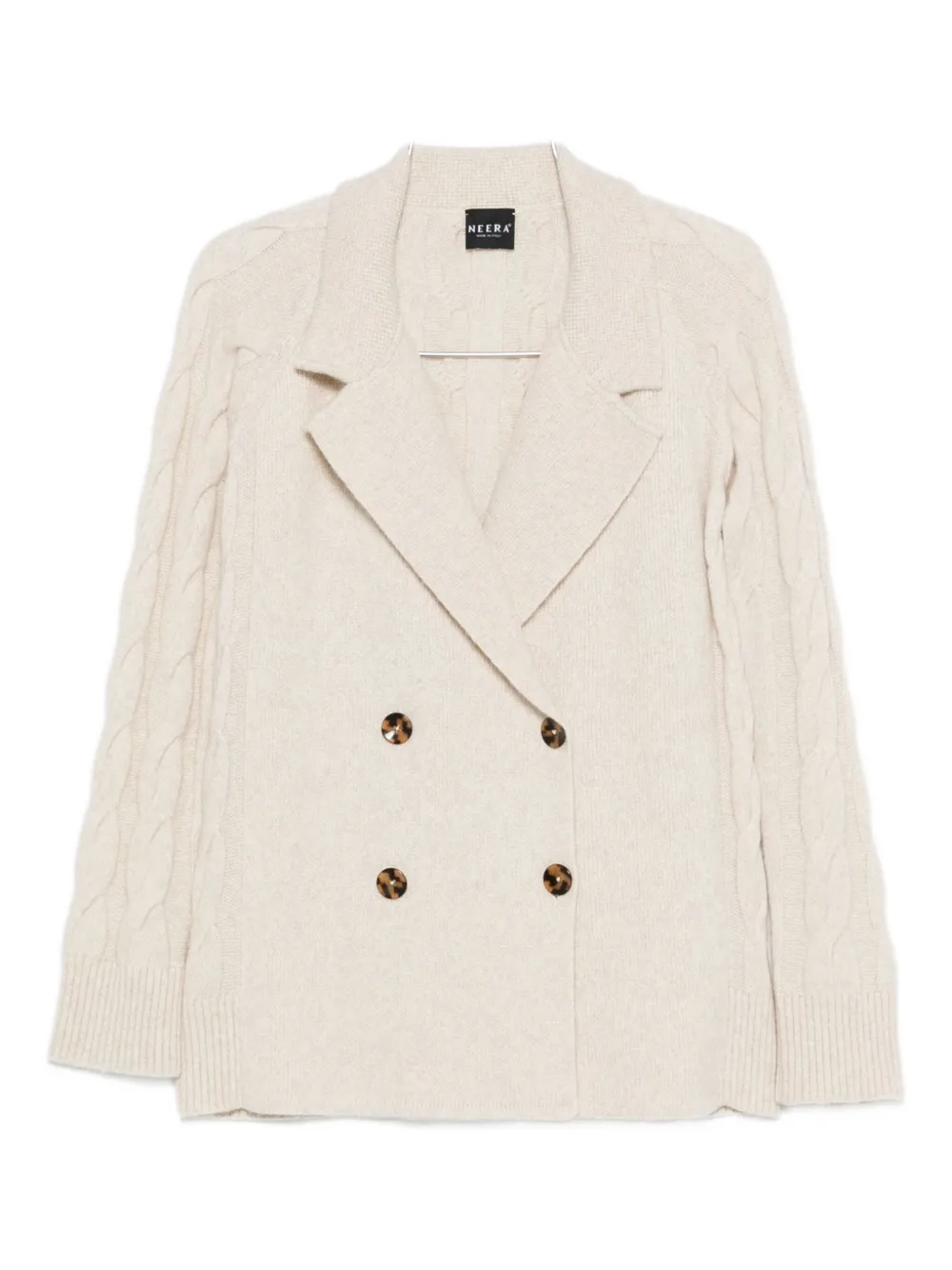 双排扣绞花针织开衫