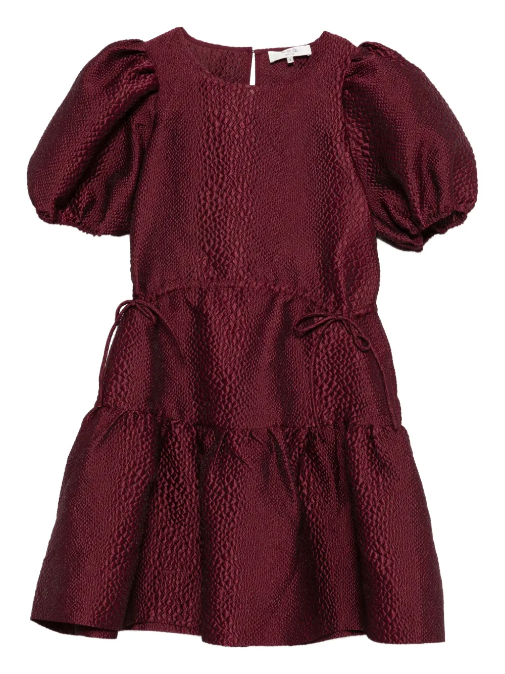 Sea puff-sleeve tiered dress - Rosso