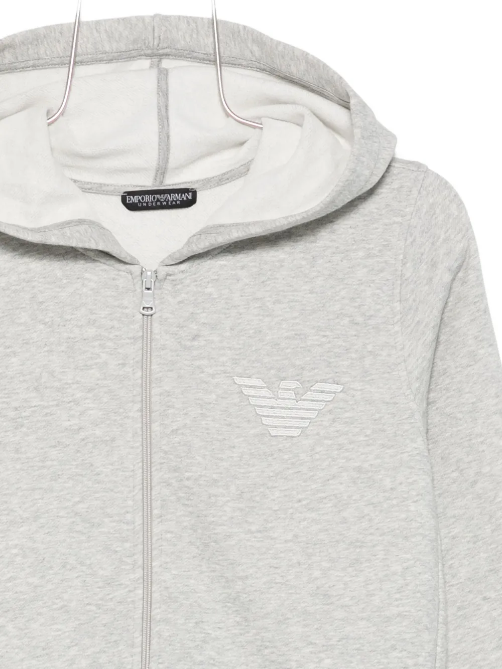 Emporio Armani Hooded Knitwear With Ribbed Cuffs And Hem In Gray