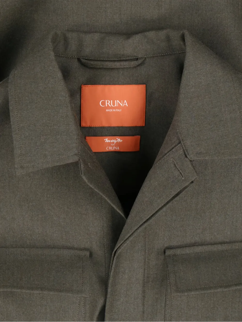 Cruna Structured Wool Shirt Jacket With Classic Collar And Chest Pockets In Green