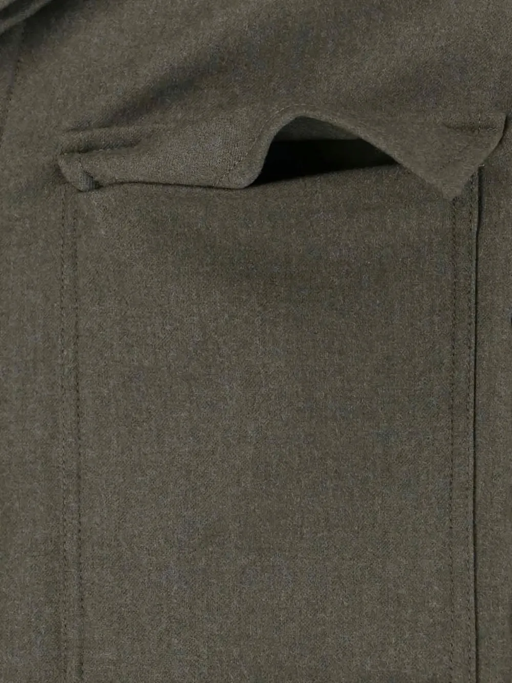 Cruna Structured Wool Shirt Jacket With Classic Collar And Chest Pockets In Green