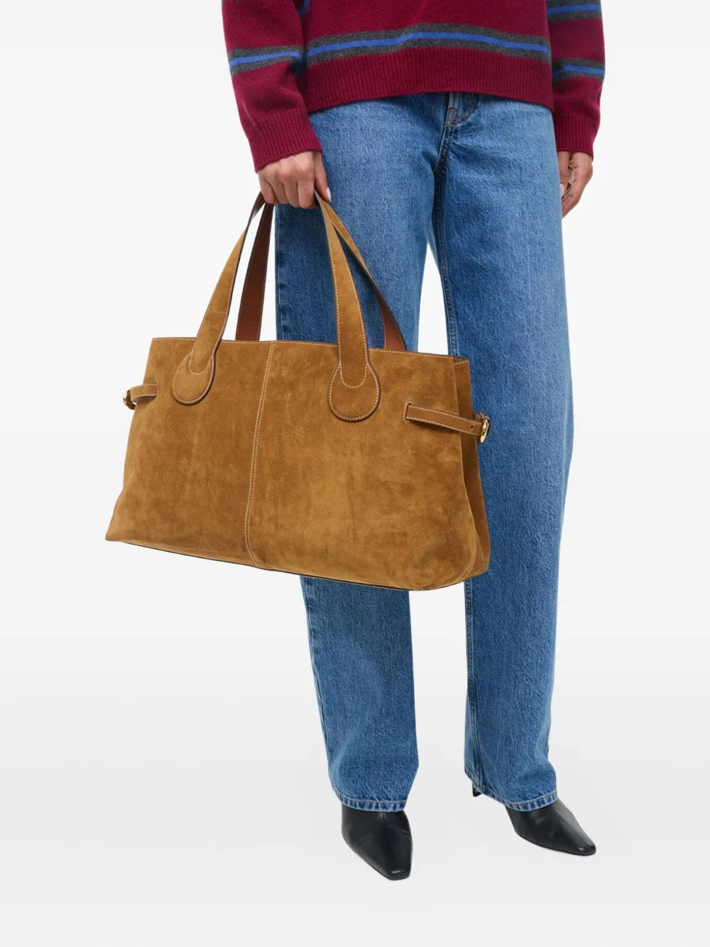Staud Piper Suede Tote Bag In Brown