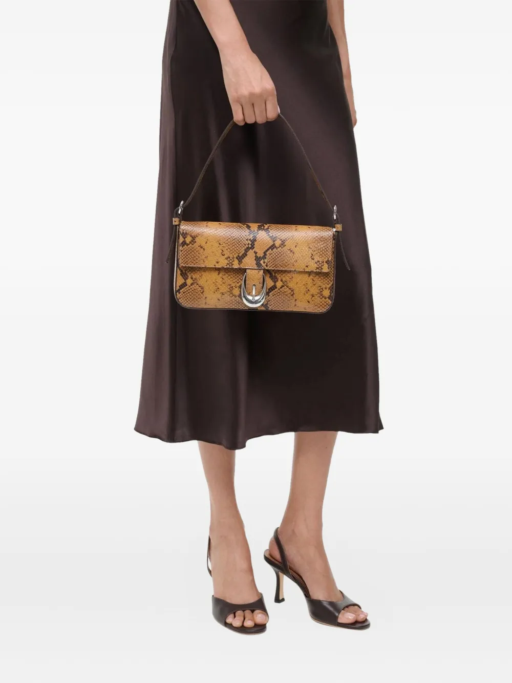 STAUD HARLOW snake-print shoulder bag - Oranje