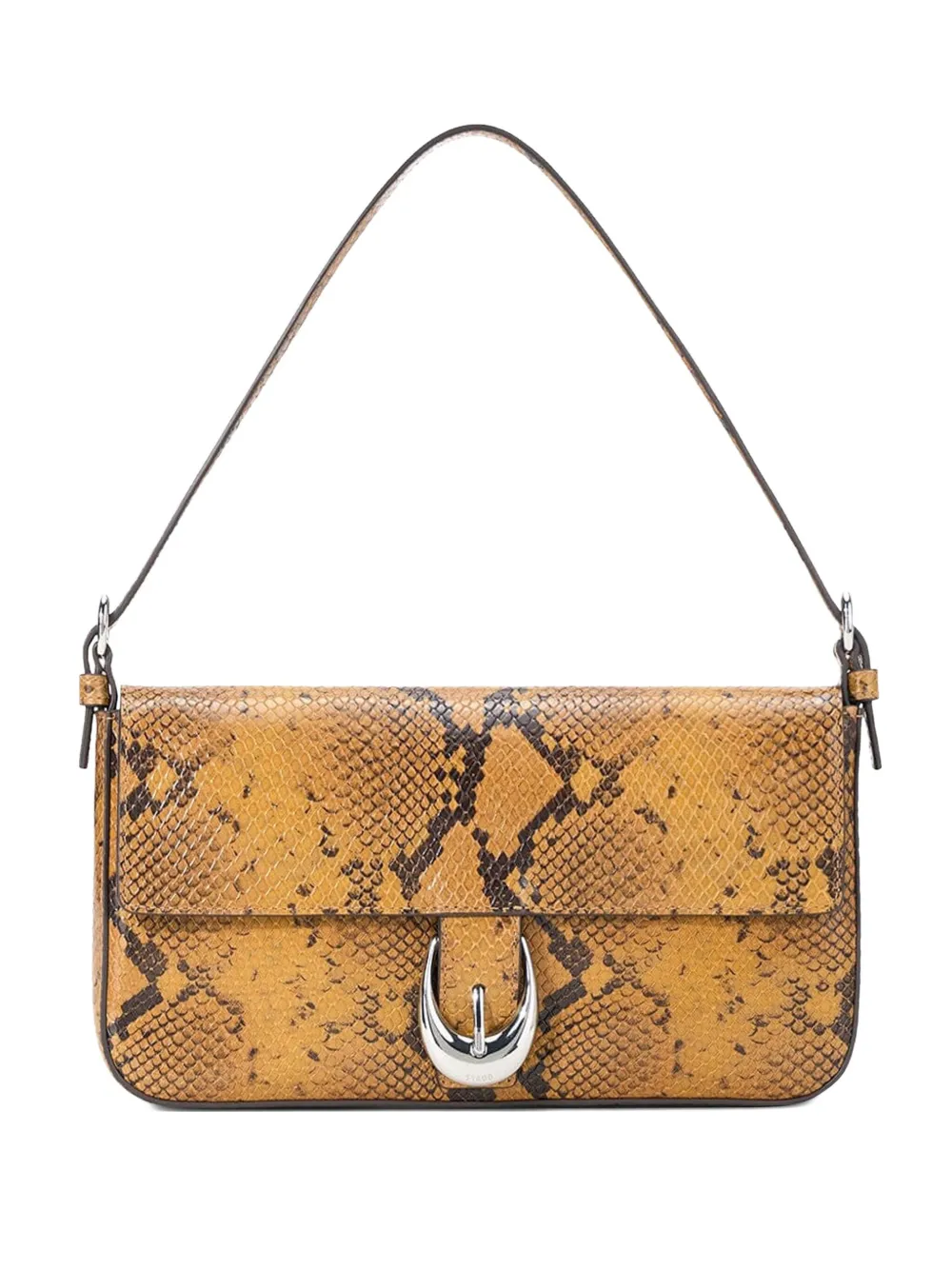 Staud Harlow Snake-print Shoulder Bag In Orange