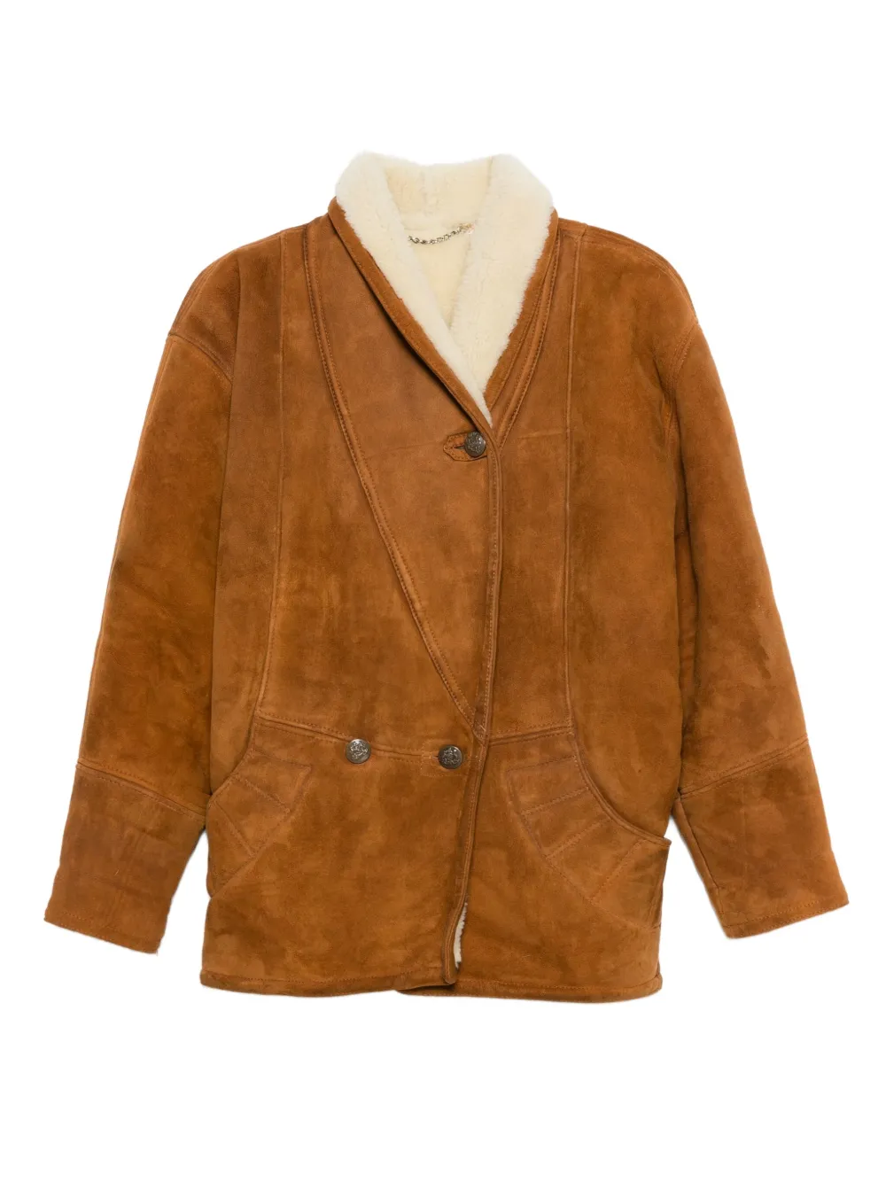 Pre-owned A.n.g.e.l.o. Vintage Cult 1980s Shearling Coat In Brown