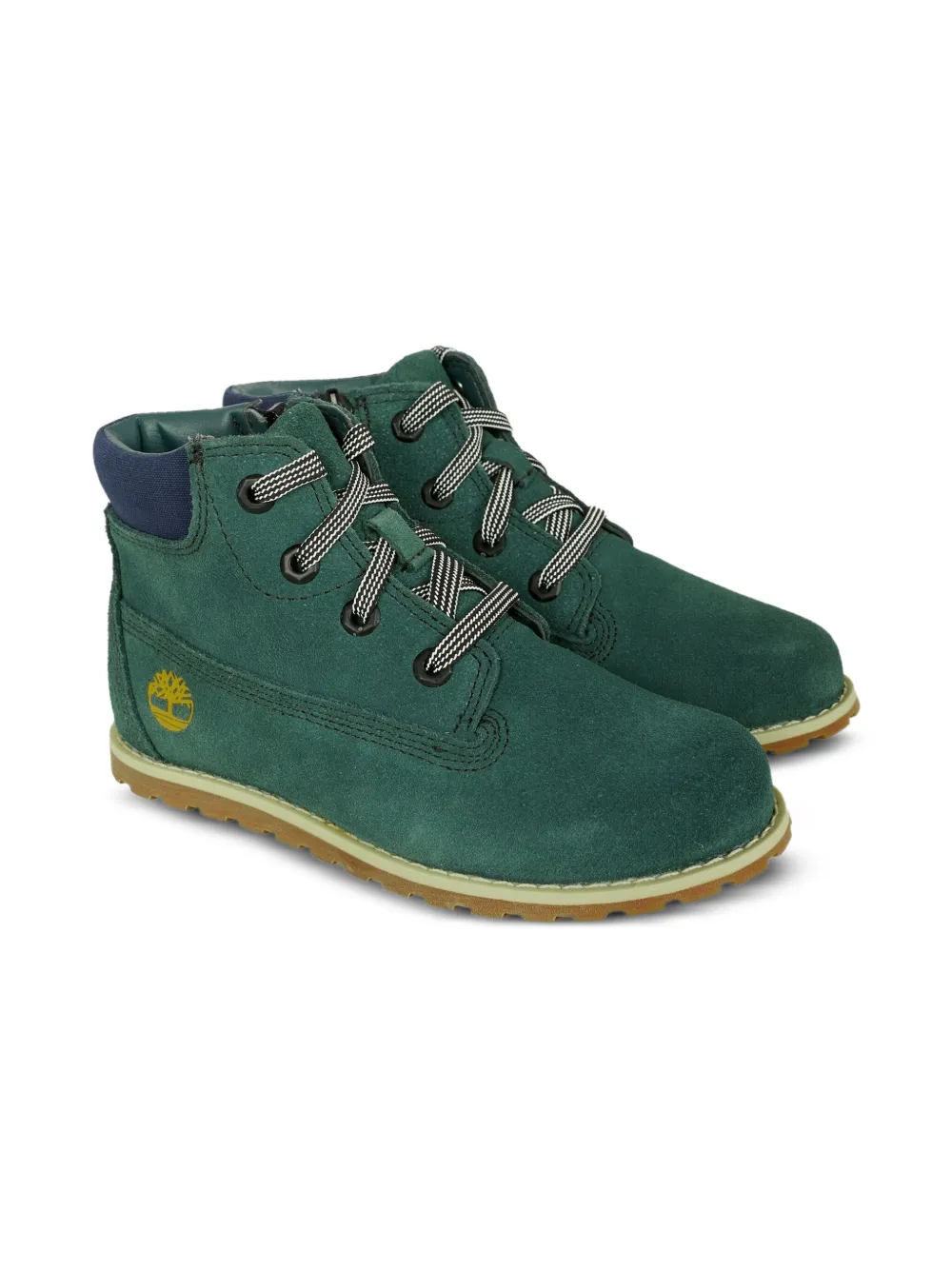 Timberland Kids lace-up logo boots Groen