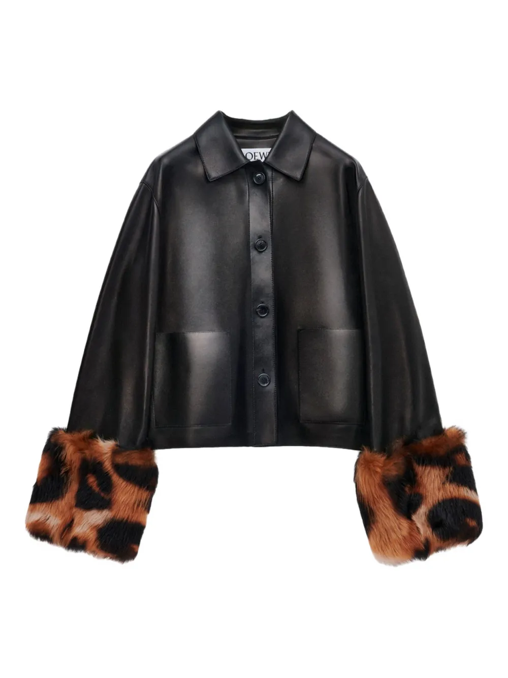 Loewe Fur-trim Leather Jacket In Black