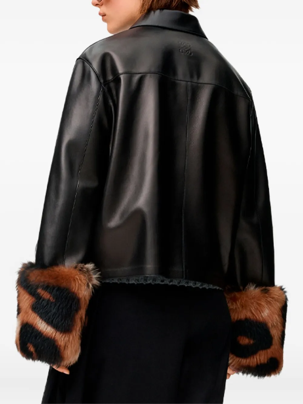 Loewe Fur-trim Leather Jacket In Black