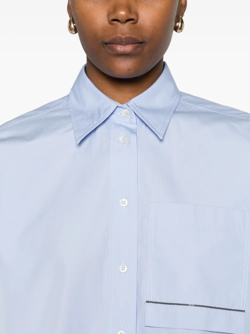 Brunello Cucinelli Blouse met monili kralen afwerking Blauw