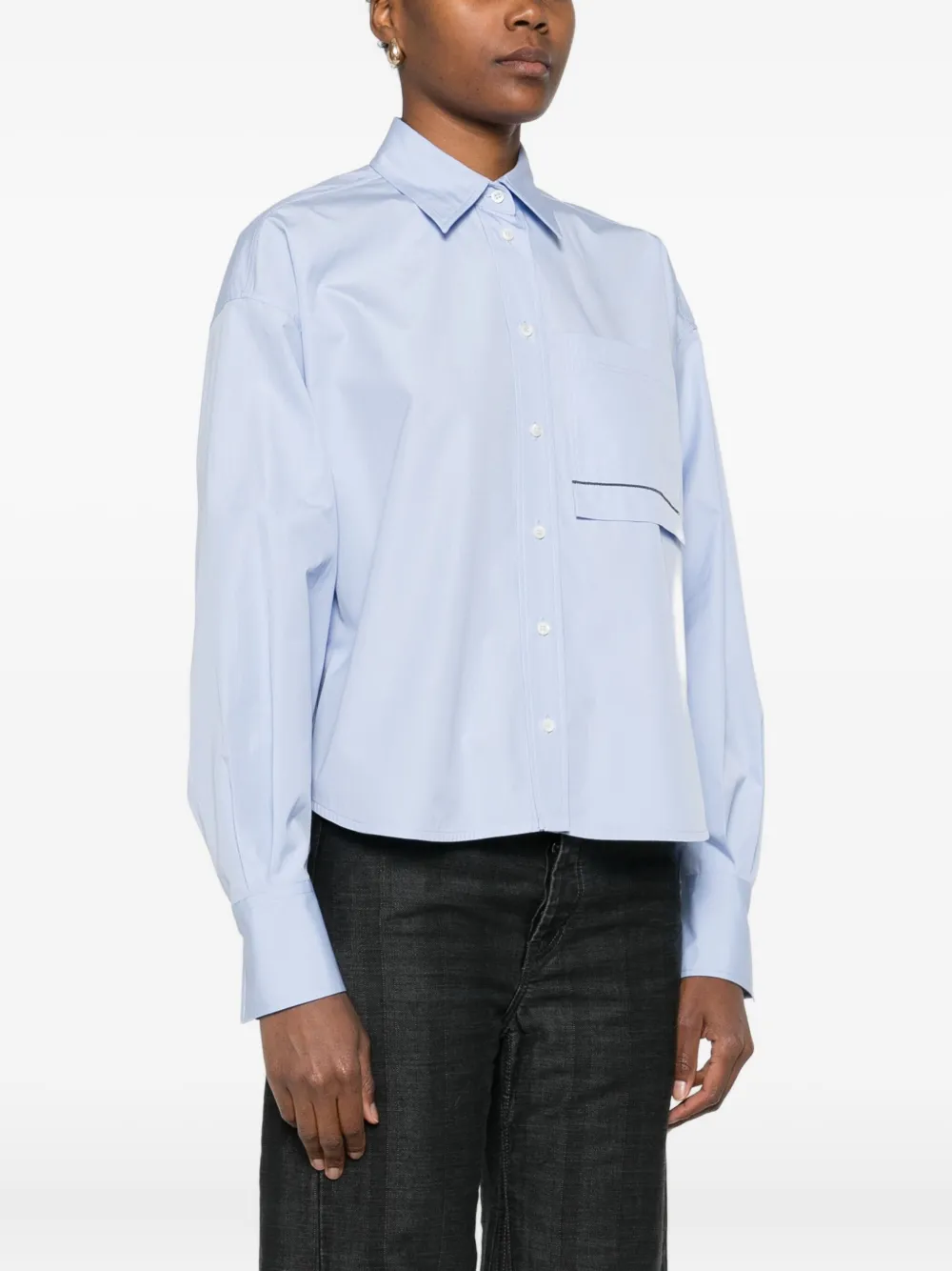 Brunello Cucinelli Blouse met monili kralen afwerking Blauw