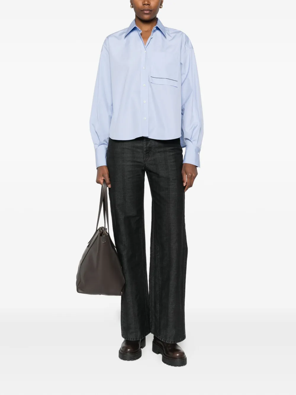 Brunello Cucinelli Blouse met monili kralen afwerking - Blauw