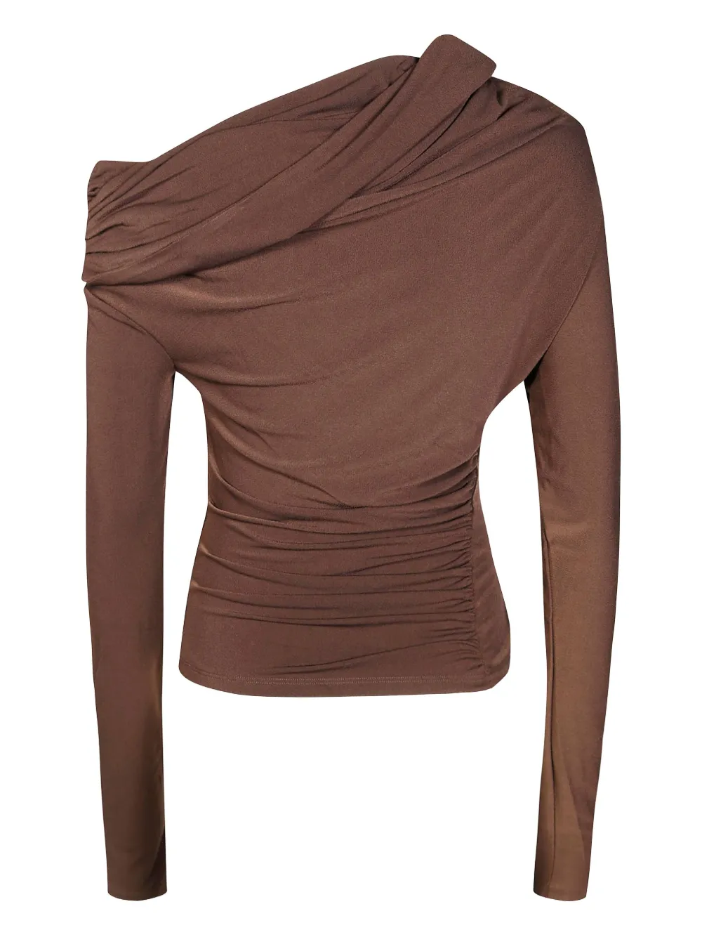 THE ANDAMANE Top met gedrapeerde mouwen - Bruin