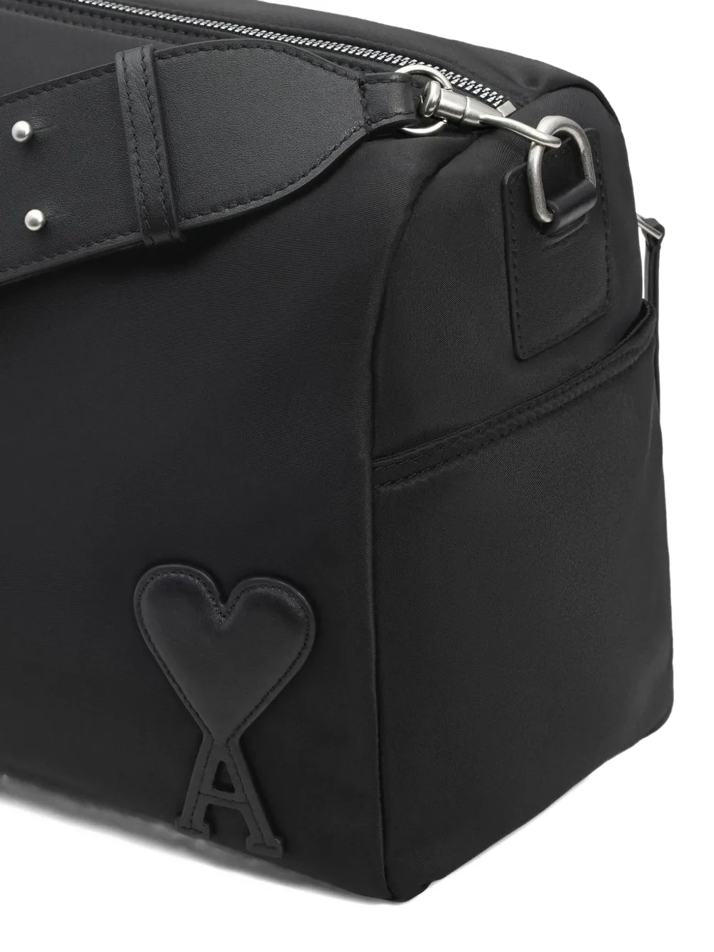 Ami Alexandre Mattiussi Ami Paris Marcel Large Nylon Shoulder Bag In Black