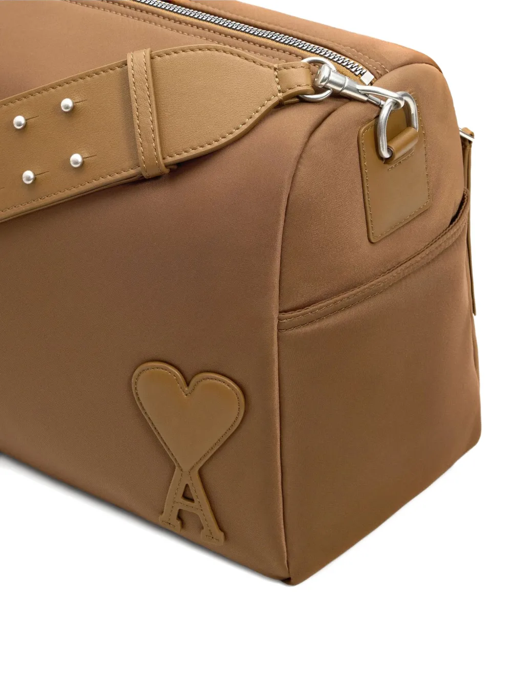 Ami Alexandre Mattiussi Brown Nylon Canvas Marcel Large Bag Brown In Brown