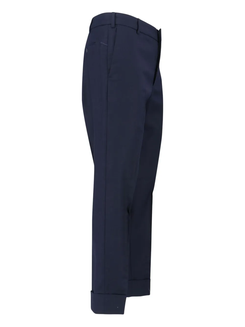 Cruna Navy Mid-rise Straight-leg Trousers With Tailored Finish In Blue
