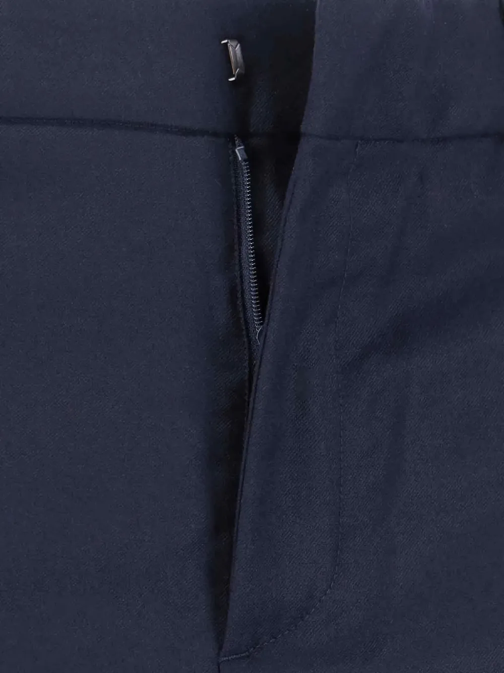 Cruna Navy Mid-rise Straight-leg Trousers With Tailored Finish In Blue