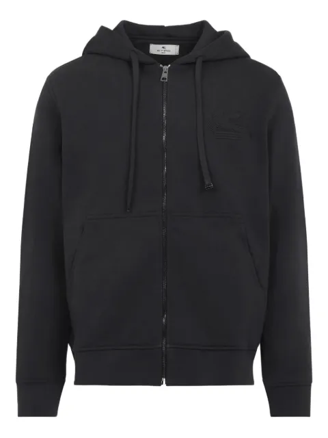 ETRO zip-up pouch-pockets cotton hoodie