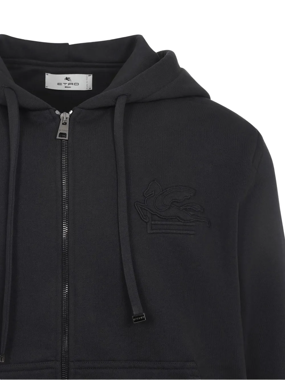 ETRO Katoenen hoodie met opgestikte zakken en rits Zwart