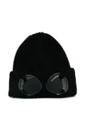 C.P. Company goggle-detail ribbed beanie - Black