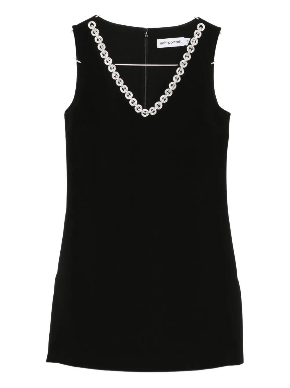 Self-portrait Kristallverziertes Kleid Mit V-ausschnitt In Black