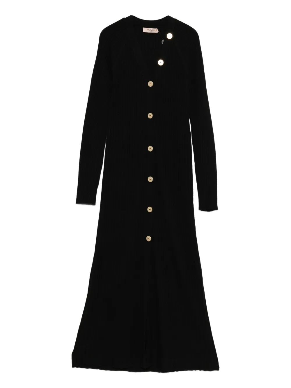 TWINSET button-down ribbed dress | Black | Image 1
