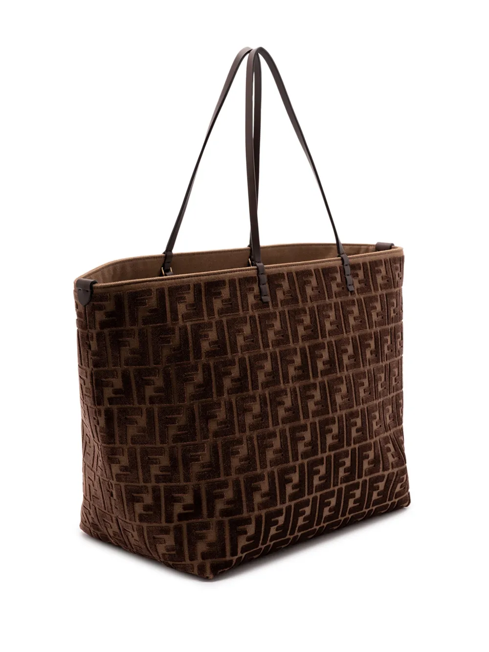 Fendi Logo Pattern Tote Bag In Brown