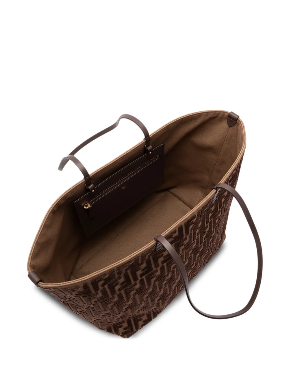 Fendi Logo Pattern Tote Bag In Brown