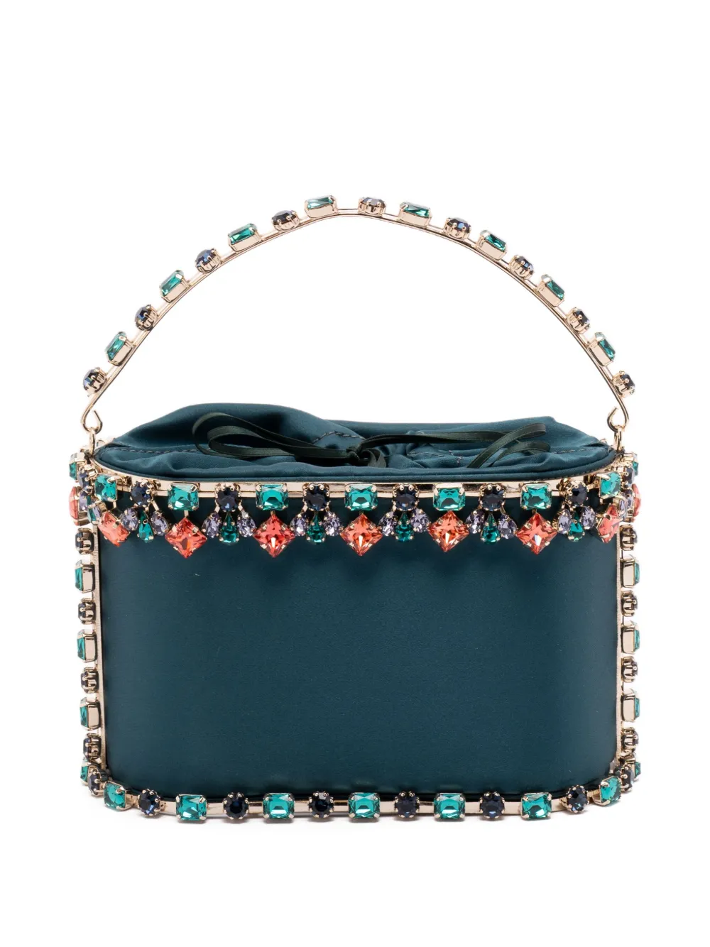 Rosantica Holli Buganville Crystal-embellished Satin Top Handle Bag In Blue